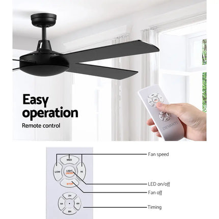 Stylish black ceiling fan with remote control for easy operation