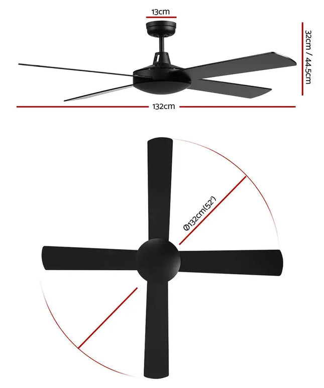 High-performance 52” ceiling fan suitable for indoor and undercover outdoor use