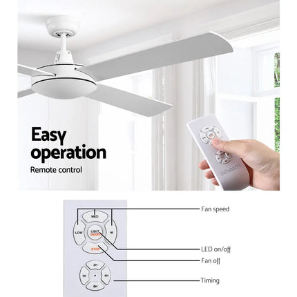 Remote-controlled 52-inch ceiling fan with 3-speed settings