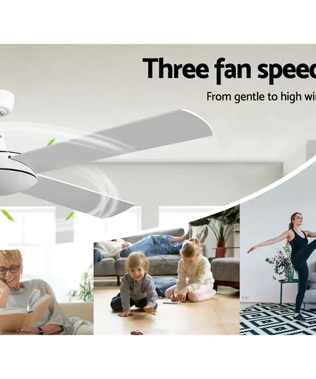 Devanti ceiling fan with reverse cycle motor for summer and winter use