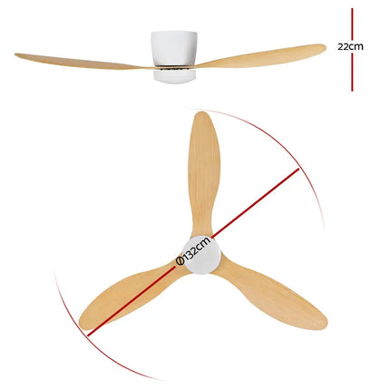 Stylish light wood ceiling fan suitable for indoor and undercover outdoor spaces