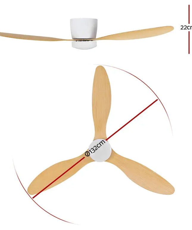 Stylish light wood ceiling fan suitable for indoor and undercover outdoor spaces