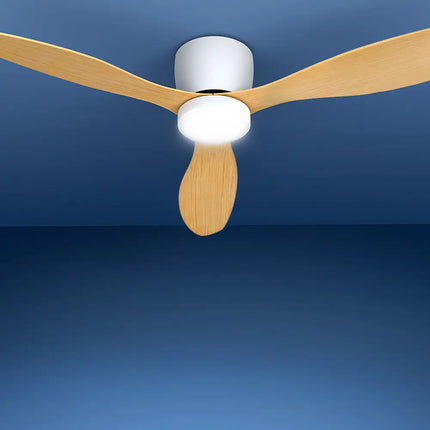 Modern light wood ceiling fan with three high-quality ABS blades for smooth airflow