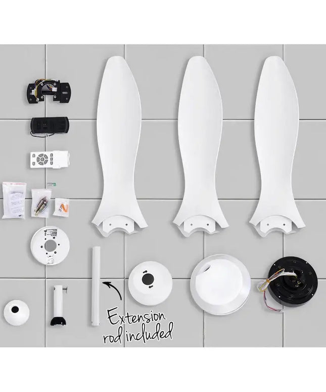 Whisper-quiet ceiling fan with reverse cycle function for summer and winter