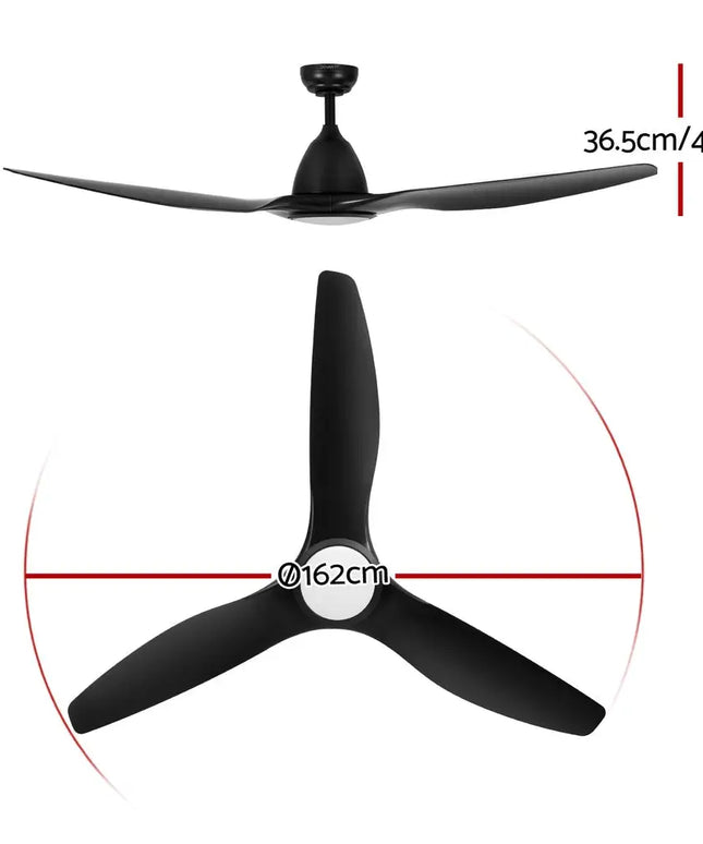 Devanti 64 Inch Ceiling Fan DC Motor w/Light w/Remote - Black - Appliances > Fans > Ceiling Fans