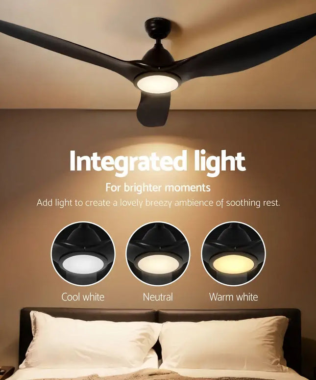 Devanti 64 Inch Ceiling Fan DC Motor w/Light w/Remote - Black - Appliances > Fans > Ceiling Fans