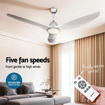 Devanti 64 Inch Ceiling Fan DC Motor w/Light w/Remote - Silver - Appliances > Fans > Ceiling Fans