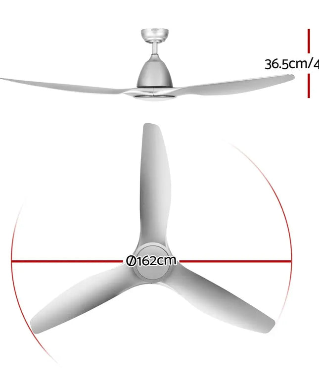 Devanti 64 Inch Ceiling Fan DC Motor w/Light w/Remote - Silver - Appliances > Fans > Ceiling Fans