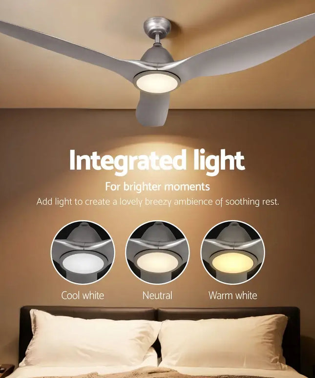 Devanti 64 Inch Ceiling Fan DC Motor w/Light w/Remote - Silver - Appliances > Fans > Ceiling Fans