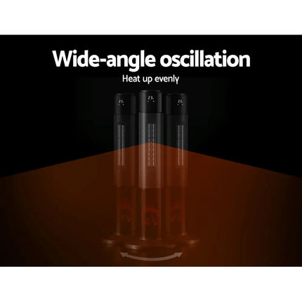 Devanti Ceramic Tower Heater 3D Flame 2000W - Appliances > Heaters