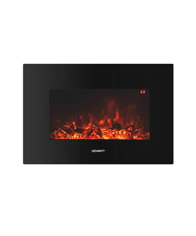 Devanti Electric Fireplace Fire Heater 2000W Black - Appliances > Heaters