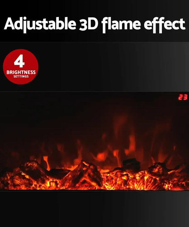 Devanti Electric Fireplace Fire Heater 2000W Black - Appliances > Heaters