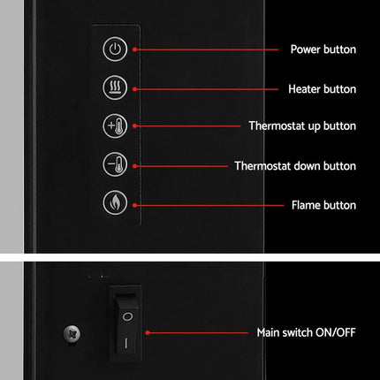 Devanti Electric Fireplace Fire Heater 2000W Black - Appliances > Heaters