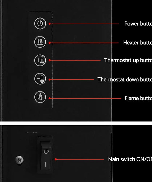 Devanti Electric Fireplace Fire Heater 2000W Black - Appliances > Heaters