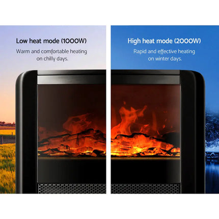 Devanti Electric Fireplace Fire Heaters 2000W - Appliances > Heaters