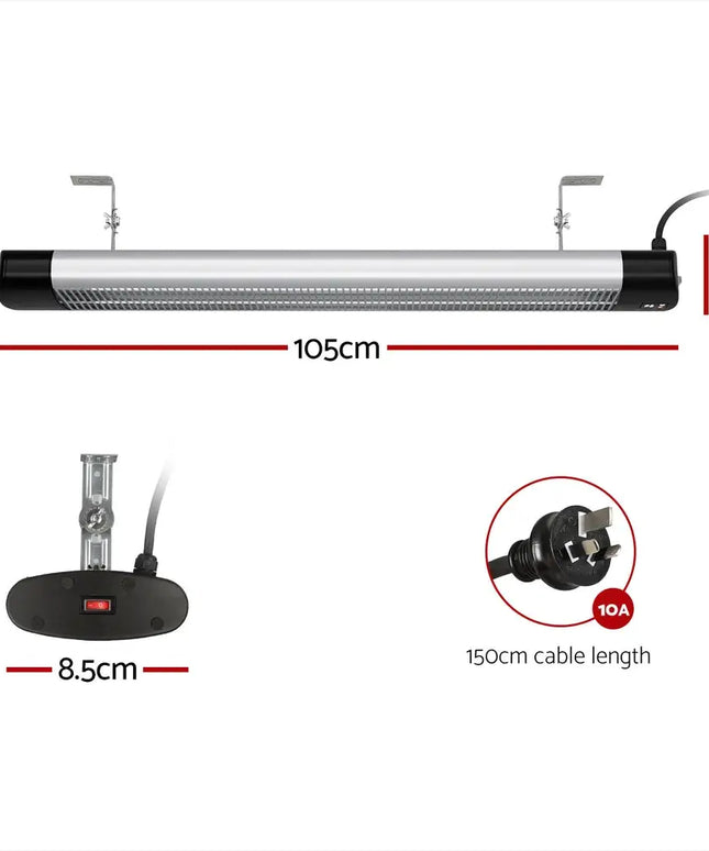 Devanti Electric Strip Heater Radiant Heaters 3000W - Appliances > Heaters