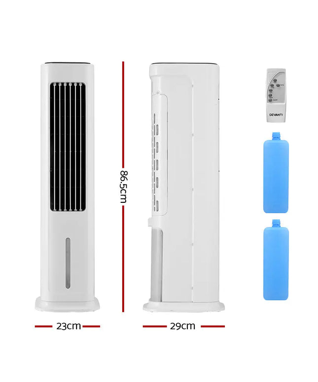 Devanti Tower Evaporative Air Cooler Conditioner Portable Cool Fan Humidifier 6L - Appliances > Air Conditioners