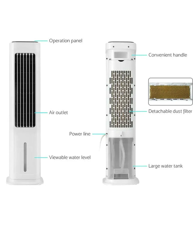 Devanti Tower Evaporative Air Cooler Conditioner Portable Cool Fan Humidifier 6L - Appliances > Air Conditioners