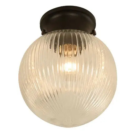 DIYBAT DIY Black Batten Fitting With Clear Large Spherical Ribbed Shape Glass-DIY Batten Fix Lights-CLA Lighting