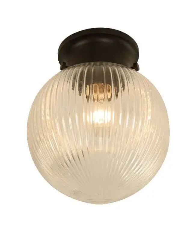 DIYBAT DIY Black Batten Fitting With Clear Large Spherical Ribbed Shape Glass-DIY Batten Fix Lights-CLA Lighting