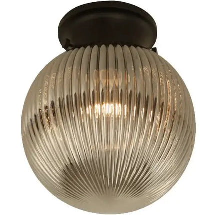 DIYBAT DIY Black Batten Fitting With Smoke Large Spherical Ribbed Shape Glass - DIYBAT11-DIY Batten Fix Lights-CLA Lighting