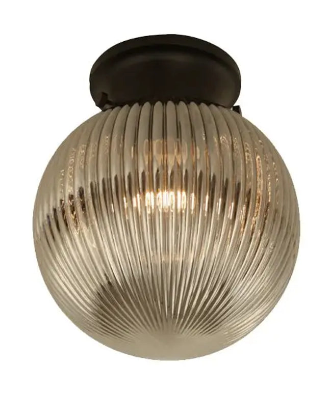 DIYBAT DIY Black Batten Fitting With Smoke Large Spherical Ribbed Shape Glass - DIYBAT11-DIY Batten Fix Lights-CLA Lighting