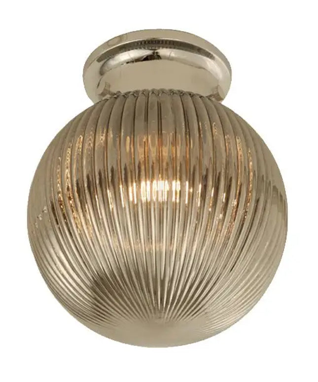 DIYBAT DIY Chrome Batten Fitting With Smoke Large Spherical Ribbed Shape Glass - DIYBAT12-DIY Batten Fix Lights-CLA Lighting