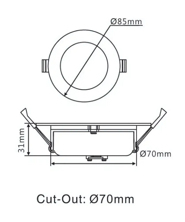 3A Lighting DL1270 10W LED Downlight 70mm – Tri Colour Dimmable IP54 Home & Garden > Lighting > Ceiling Lights