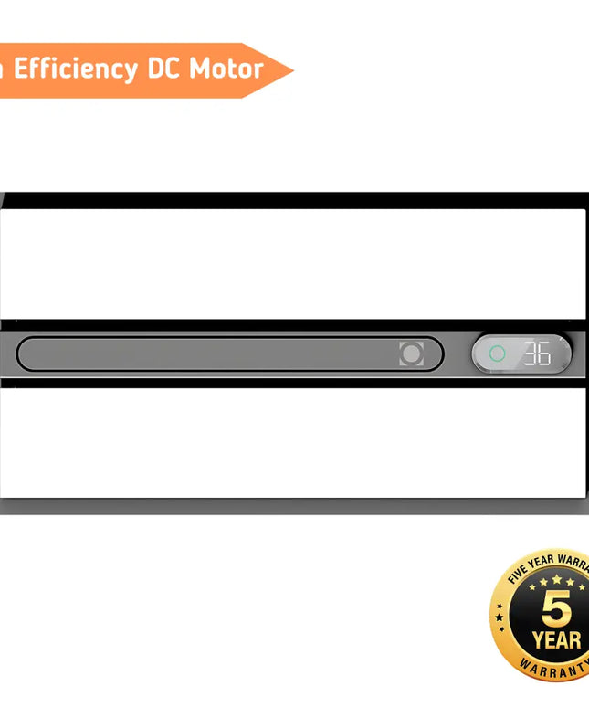 Modern black PTC bathroom heater with integrated exhaust and lighting