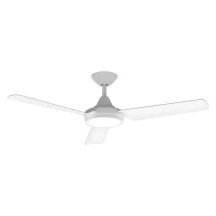 Domus White Stylish 3-blade ceiling fan with switchable CCT LED, remote control & 9-speed settings