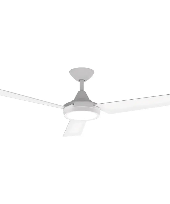 Domus White Stylish 3-blade ceiling fan with switchable CCT LED, remote control & 9-speed settings