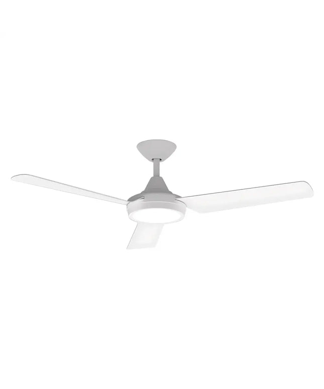 Domus White Stylish 3-blade ceiling fan with switchable CCT LED, remote control & 9-speed settings