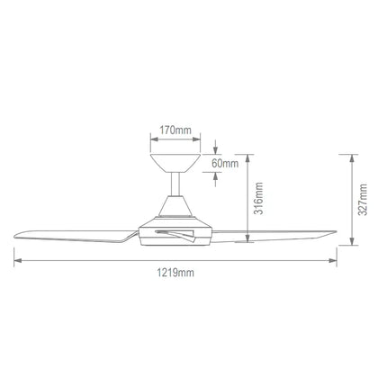 Domus Axis Quiet & powerful AXIS 48” DC Ceiling Fan – perfect for indoor & outdoor undercover spaces