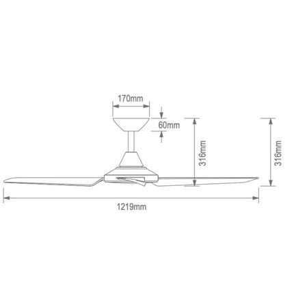 Stylish black ceiling fan with 9-speed remote, reversible mode & dimmable lighting compatibility