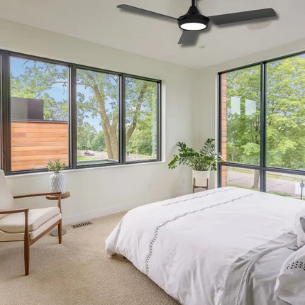 Black Domus AXIS 48” DC Ceiling Fan with LED Light – modern, energy-efficient cooling solution