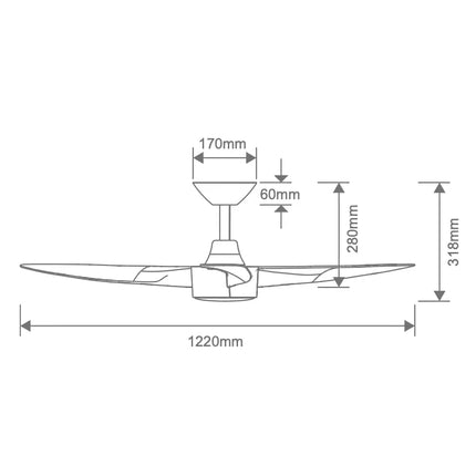 Domus Blast 48” DC Ceiling Fan – 3 Blade with Optional LED Light - Appliances > Fans > Ceiling Fans