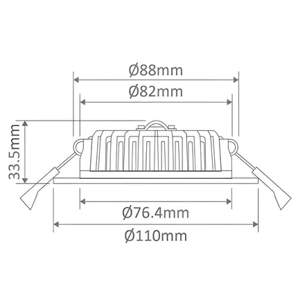 Technical drawing of a radiator with dimensions labeled