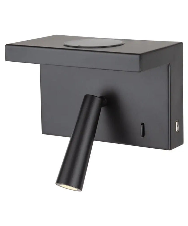 Domus CHARGE-01 - 2W LED Tri-Colour Interior Bedside Wall Light With Switch & Wireless Charging IP20 - TRIO-INDOOR-Domus Lighting