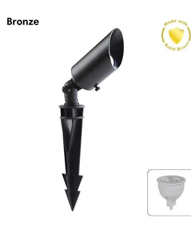 Domus DUSK - SPIKE - MR16 - 6W 12V DC LED Tri - Colour MR16 Replaceable Exterior Garden Spike Light IP65 Solid Brass - DRIVER REQUIRED - OUTDOOR - Domus Lighting