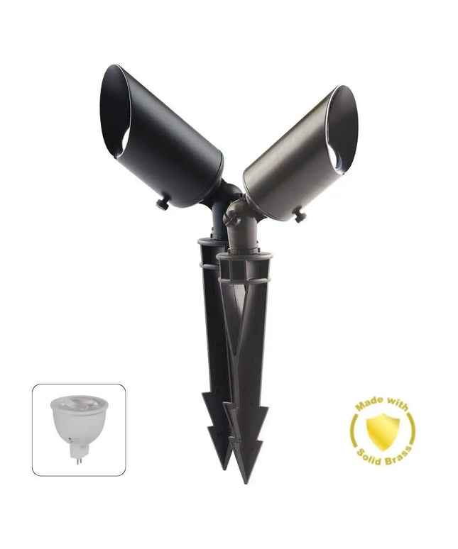 Domus DUSK - SPIKE - MR16 - 6W 12V DC LED Tri - Colour MR16 Replaceable Exterior Garden Spike Light IP65 Solid Brass - DRIVER REQUIRED - OUTDOOR - Domus Lighting