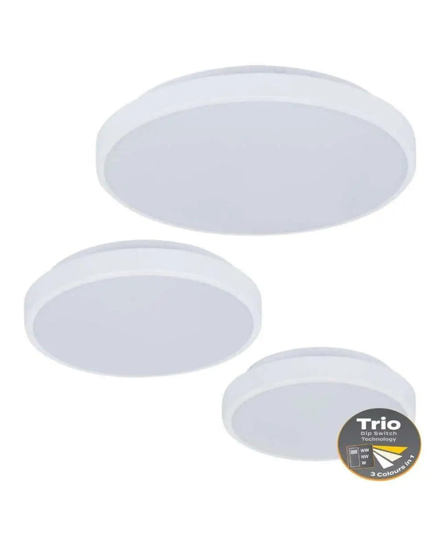Domus EASY - 10W/18W/25W LED Tri-Colour Dimmable Round 250/300/400mm Ceiling Light IP54 - CEILING LIGHTS