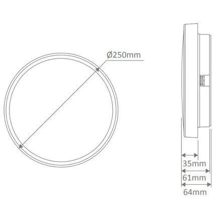 Domus EASY - 10W/18W/25W LED Tri-Colour Dimmable Round 250/300/400mm Ceiling Light IP54 - CEILING LIGHTS
