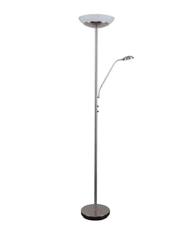 Domus EDEN - Dimmable LED Mother & Child Uplighter Floor Lamp - 3000K - Satin Chrome - FLOOR LAMPS
