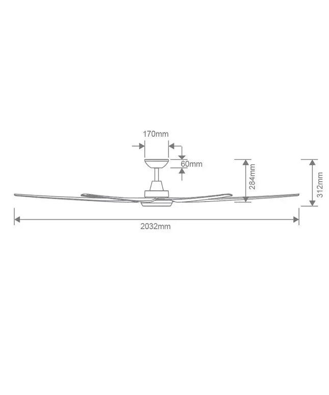 Domus GLIDE-80 - 6 Blade 80" 2030mm DC Ceiling Fan with Optional Light Kit-Ceiling Fan-Domus Lighting