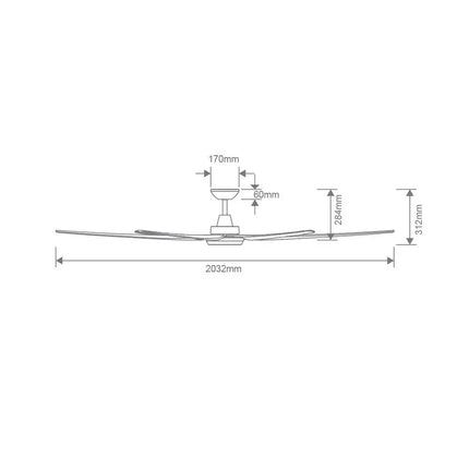 Domus GLIDE SMART - 6 Blade 80" (2030mm) DC Ceiling Fan with Optional Light Kit-Ceiling Fan-Domus Lighting