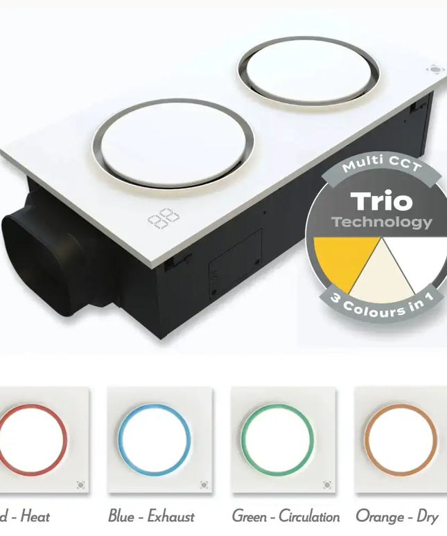 Domus Infinity White 6-In-1 Premium PTC Bathroom Heater - FANS