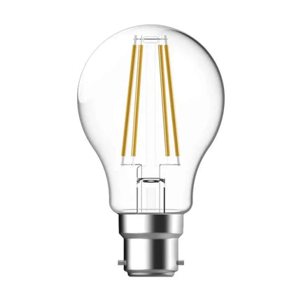 Domus LF-A60 - 8.6W LED Dimmable GLS A60 Shape Filament Glass Globe - B22 Clear Daylight - Clear / B22 / 2700K - GLOBES