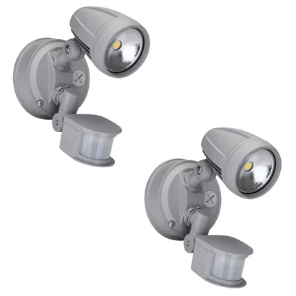 Domus MURO-13S - Twin Pack 13W LED Single Head Exterior Spotlight With Sensor Silver - OUTDOOR