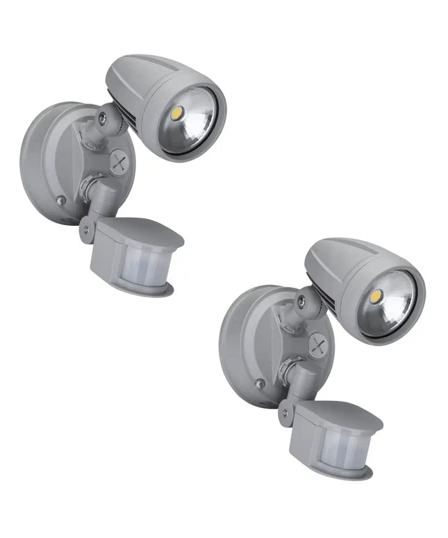 Domus MURO-13S - Twin Pack 13W LED Single Head Exterior Spotlight With Sensor Silver - OUTDOOR