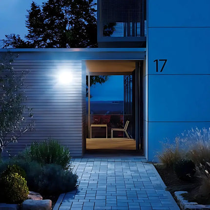 Domus MURO-13S - Twin Pack 13W LED Single Head Exterior Spotlight With Sensor Silver - OUTDOOR